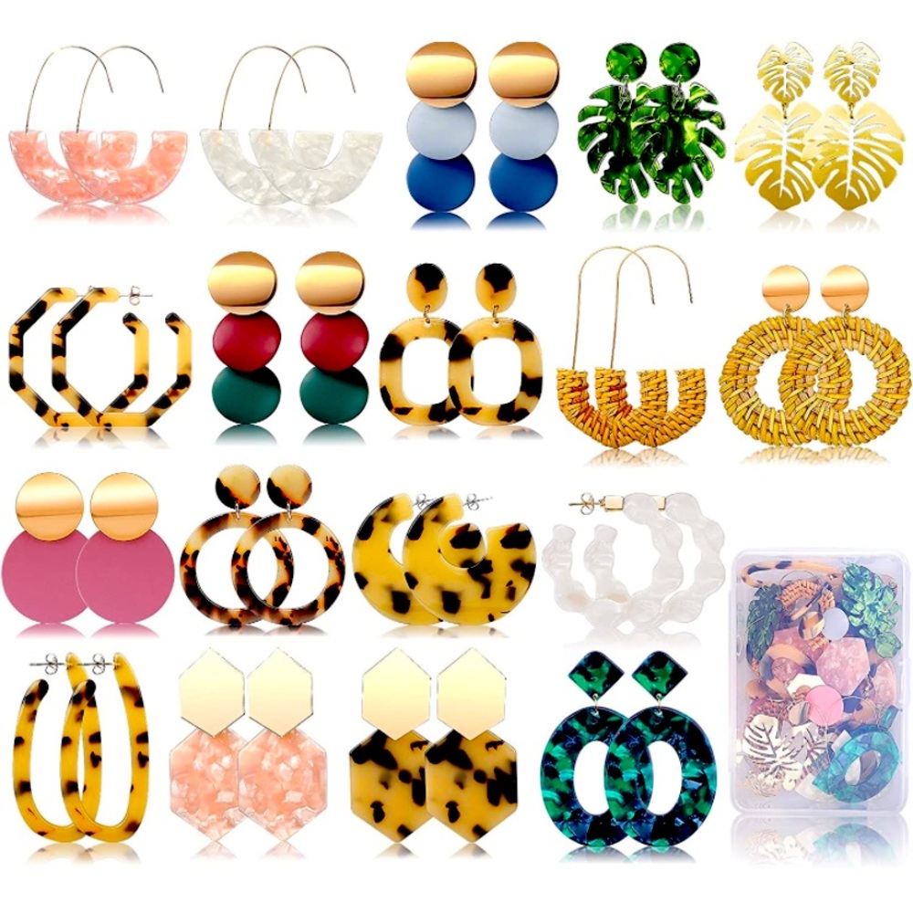 NEW Statement Earrings for Fun Hoop Drop Dangle Earrings Resin Jewelry Set